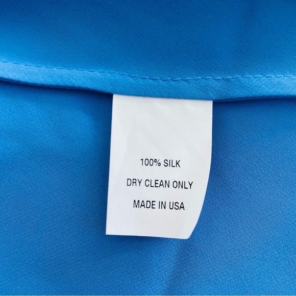 NWT Michelle Farmer 100% Silk Charmeuse Helenita Top in Azure Blue - Picture 10 of 10